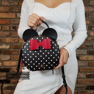 Disney x Kate Spade New York Minnie Mouse Crossbody Bag in Black Polka Dot BLACK